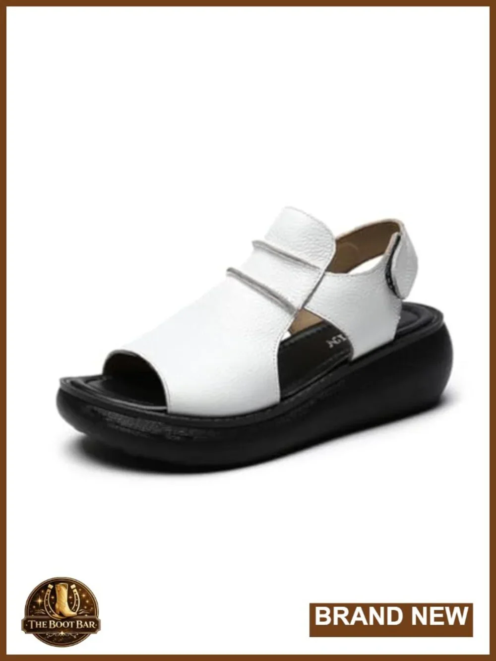 Women's Slingback Wedge Platform Sandals Cowhide Leather Casual Peep Toe Heeled